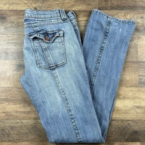 Z. Cavaricci‎ Straight Jeans Juniors Size 7 Blue Flip Pocket Low Rise Light Wash